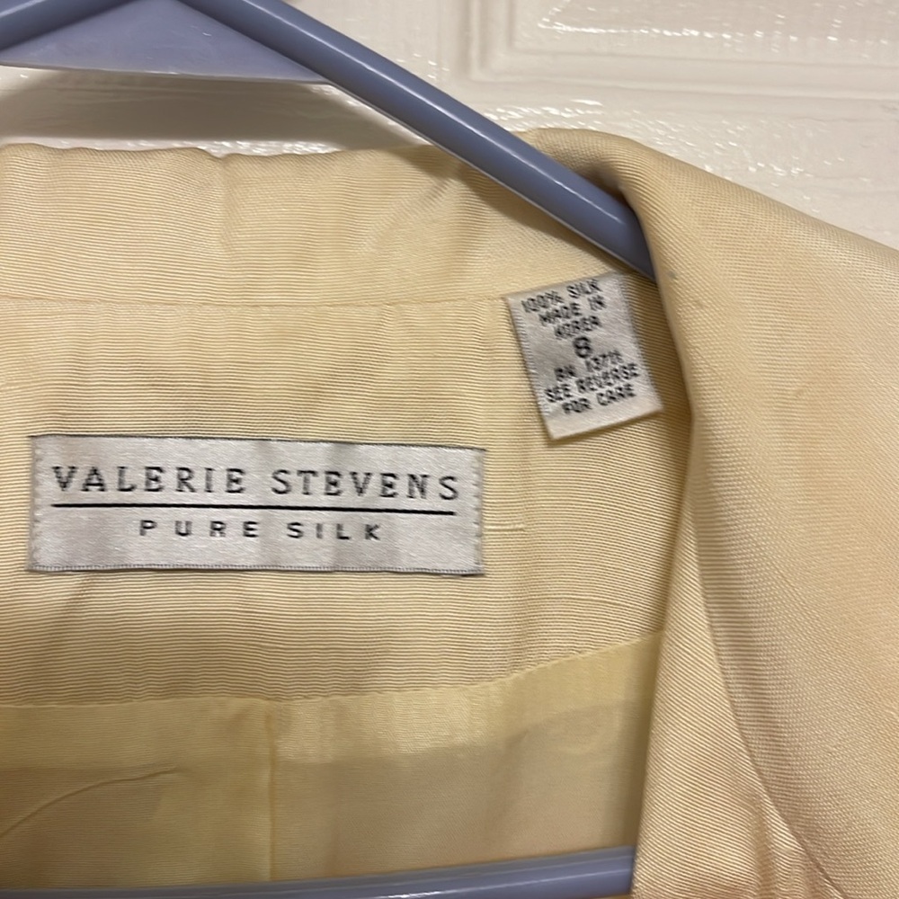 Vintage Silk Skirt Blazer Suit Set Valerie Stevens Pale Yellow - Picture 8 of 15